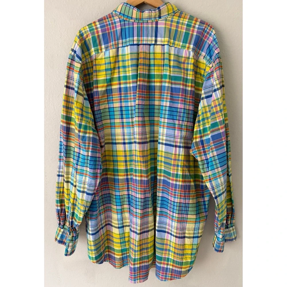 Polo Ralph Lauren Mens Plaid Button Down Shirt 3XLT Big & Tall Flesh Pony Multi